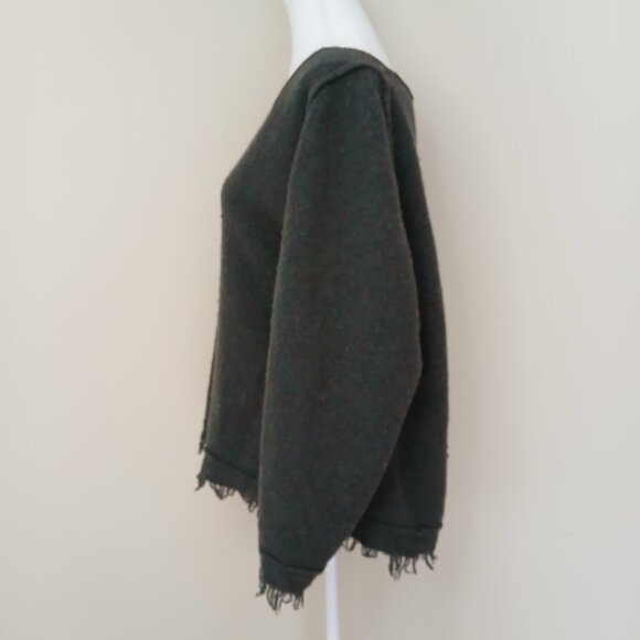 Free People Irresistible V neck Sweater Fringe Wool Blend Green Size S - Picture 4 of 8